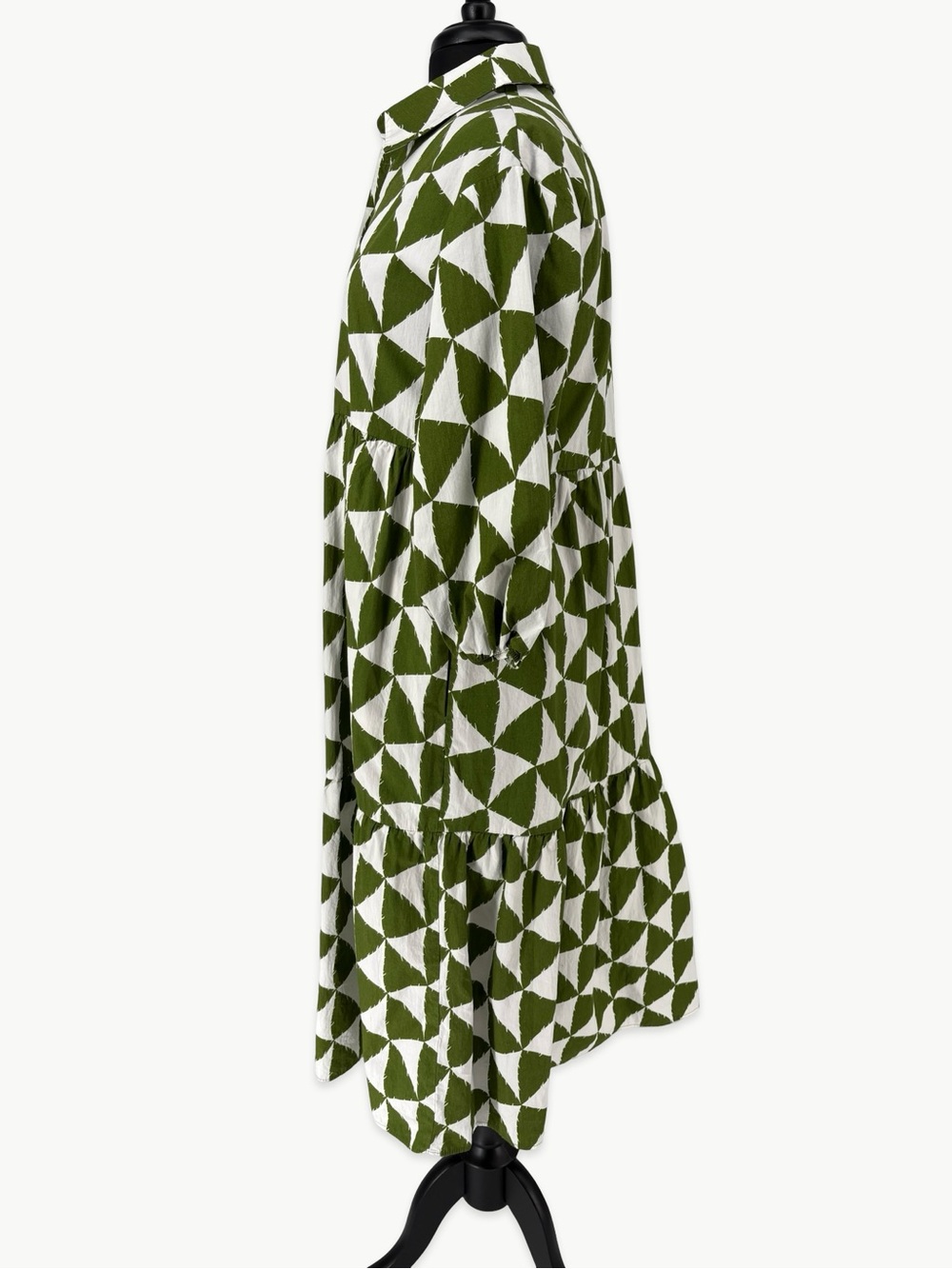 Maeve Bettina Cotton Midi Shirtdress Size Medium Tiered Green Cotton - Picture 10 of 12